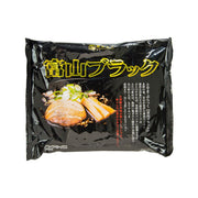 Instant ramen noodle soup bag with black soup flavor, front view