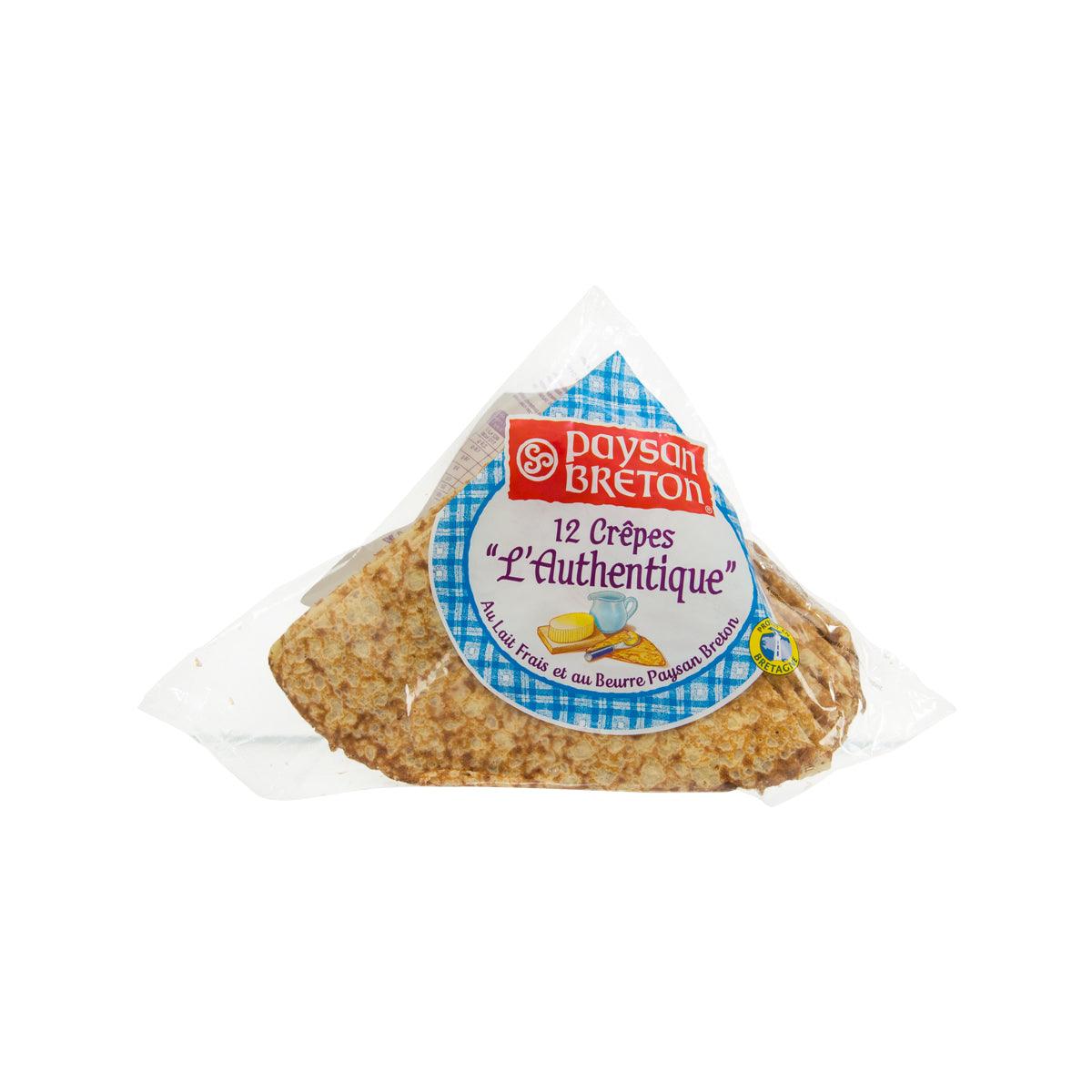 Pack of Breton crepes in clear bag with front product label, 12 crepes