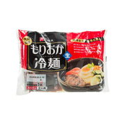 Cold noodle soup kit in red and black pouch with bowl photo and label