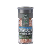 NATERRA Himalayan coarse pink salt grinder with clear jar and dark lid