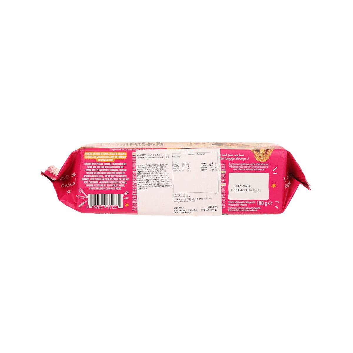 MICHEL & AUGUSTIN cookie filling pouch, nutrition facts panel and side text
