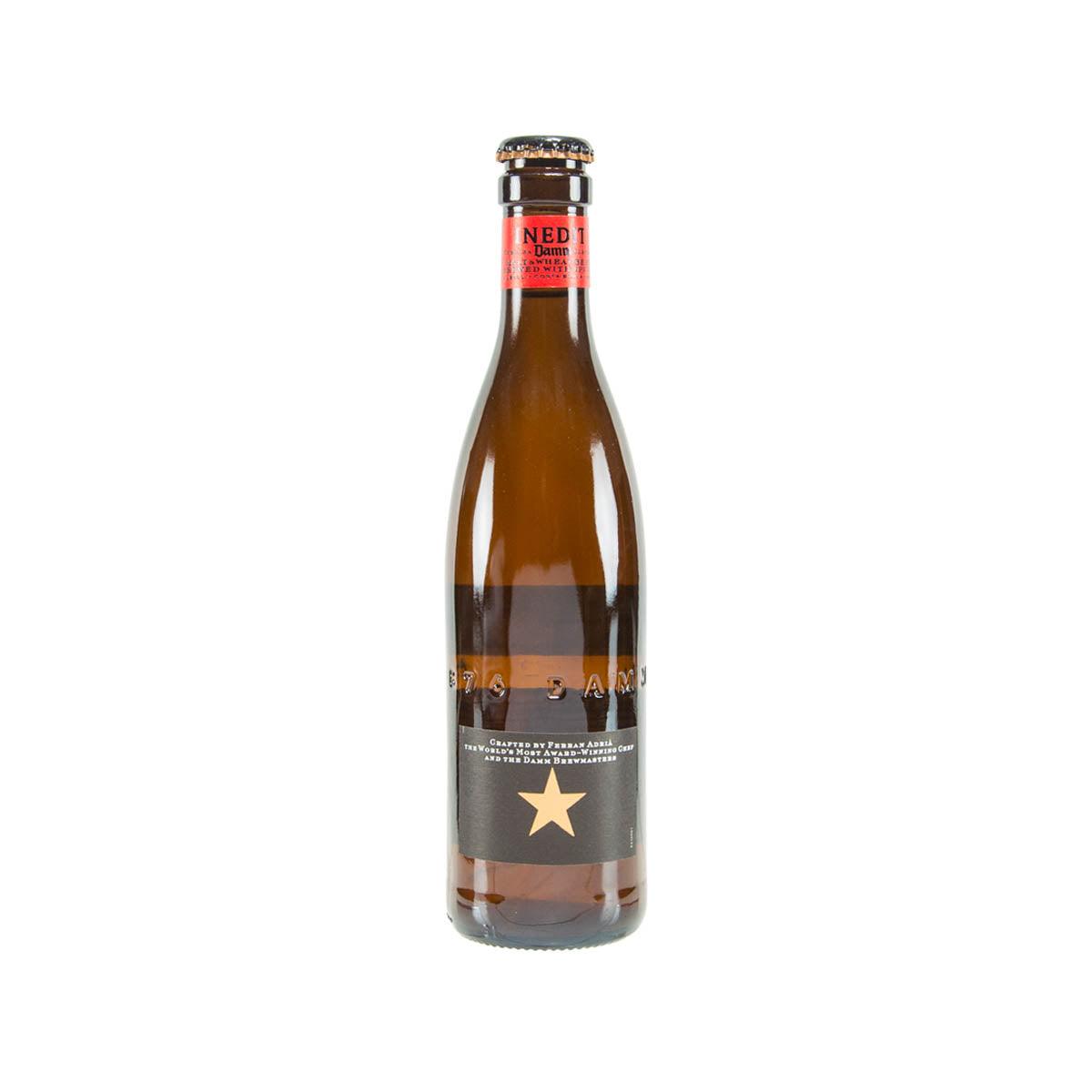 ESTRELLA DAMM wheat & barley malt beer bottle, amber glass, front label with star