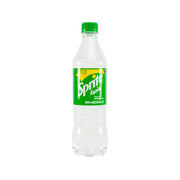 Sprite soda bottle, 500 mL, clear bottle with green cap and green label