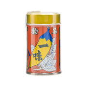 YAWATAYA ichimi chilli powder jar, 12g, yellow lid, red label with blue bird