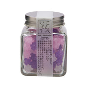 Wisteria-purple konpeito candy jar, clear glass with purple sugar candy inside