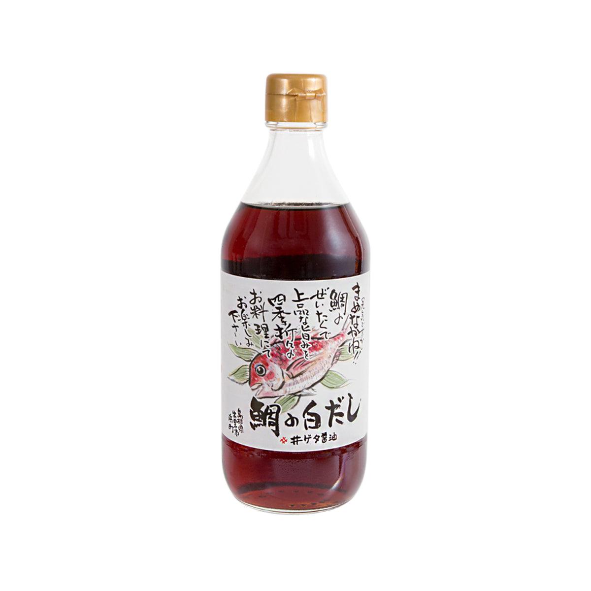 Sea bream soy sauce soup base bottle, red-brown liquid, gold cap