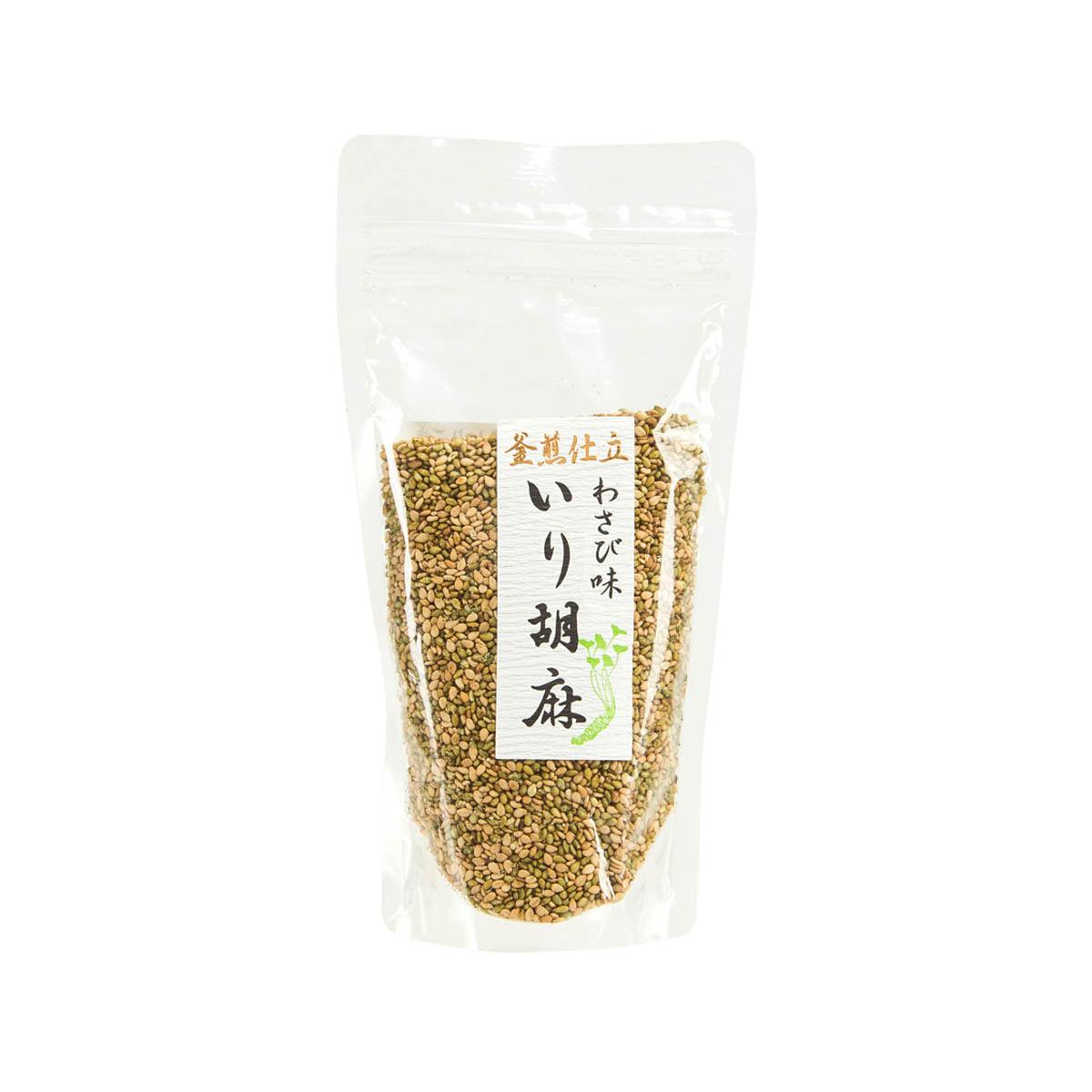 YAGICHOHONTEN wasabi roasted sesame, 120g pouch (front) with label