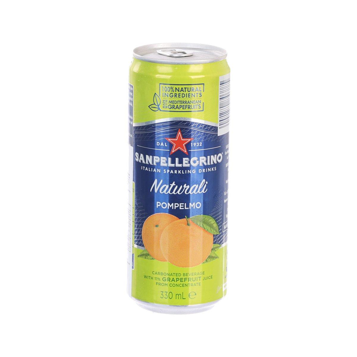 SAN PELLEGRINO grapefruit sparkling beverage can, 330 mL, front label view