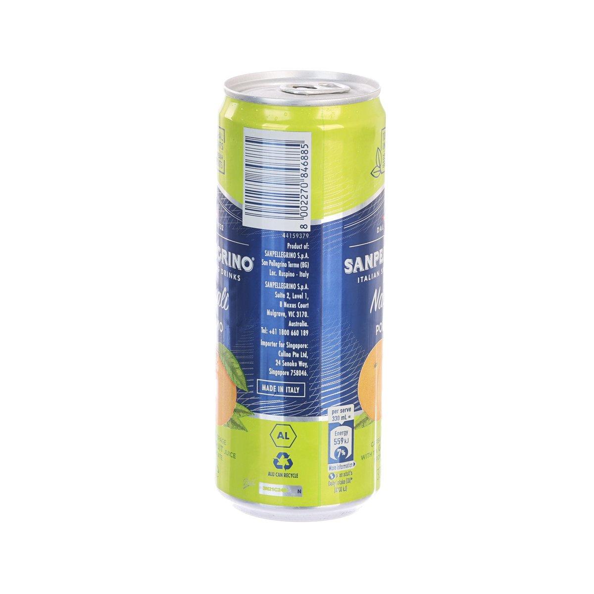 SAN PELLEGRINO grapefruit sparkling beverage can, 330 mL, back label view