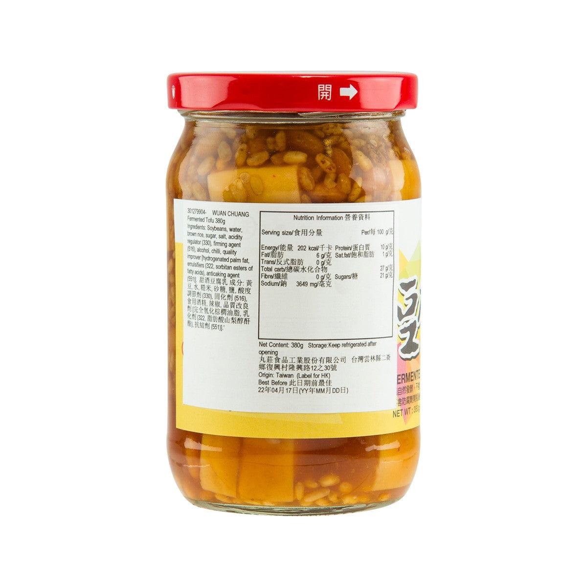 WUAN CHUANG fermented tofu jar with red lid, back label nutrition text panel