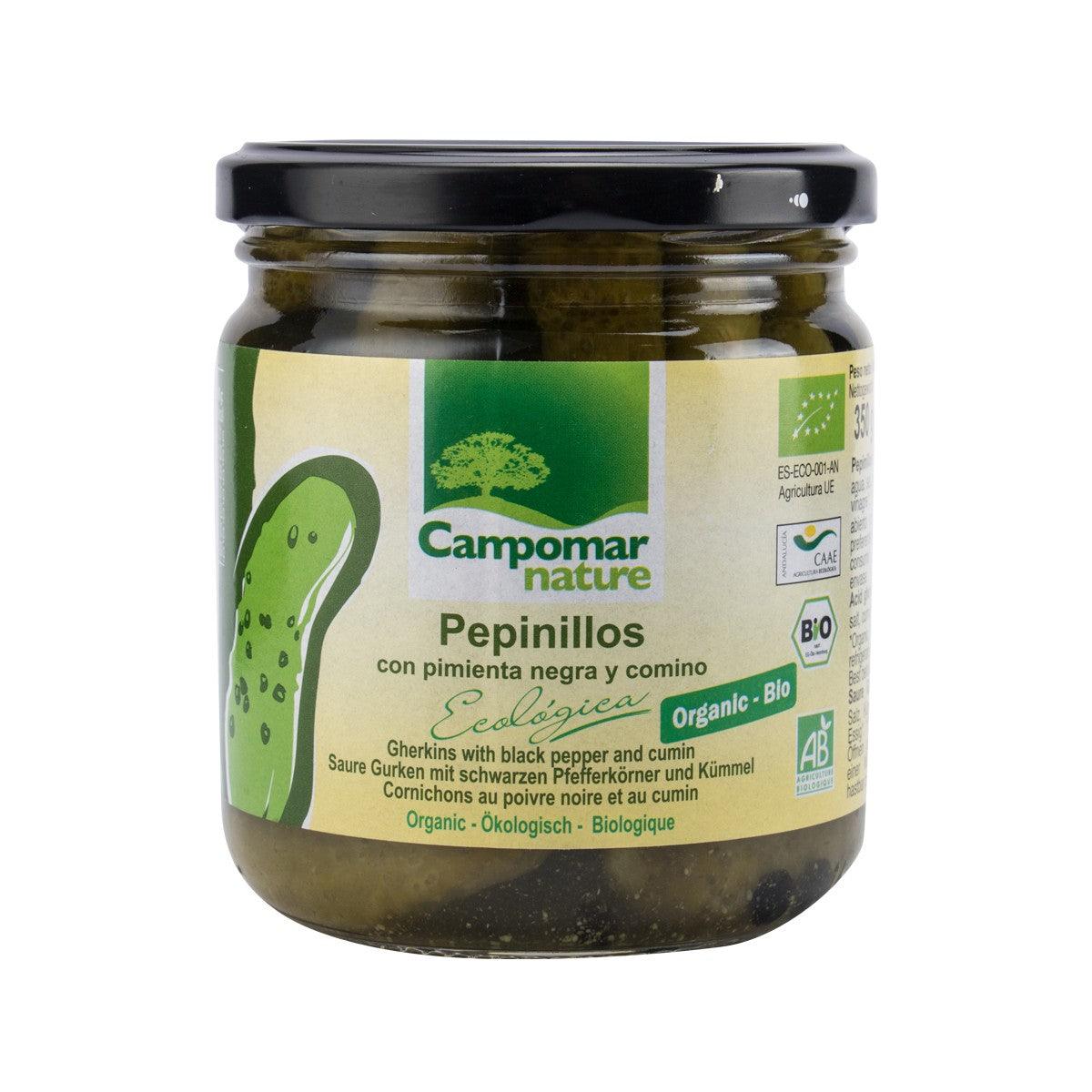 CAMPOMAR organic gherkins jar with black pepper and cumin, 350 g