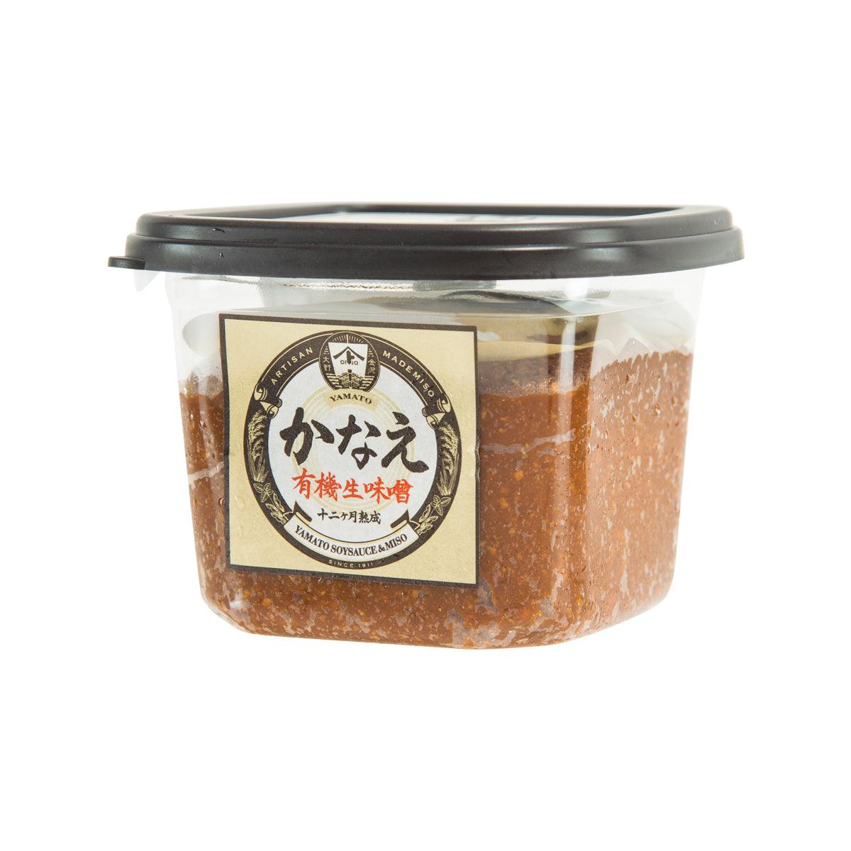 YAMATO SOYSAUCE & MISO organic rice miso jar with front label and dark brown paste