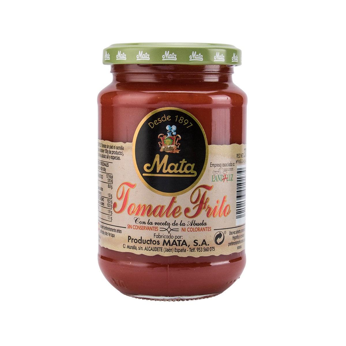 Jar of MATA fried tomato sauce, 370g; front label