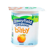 Organic whole milk yogurt cup, peach flavor, 113 g, Stonyfield Yobaby brand