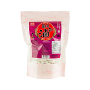 Seasoning pouch, white bag with pink front label, resealable pack