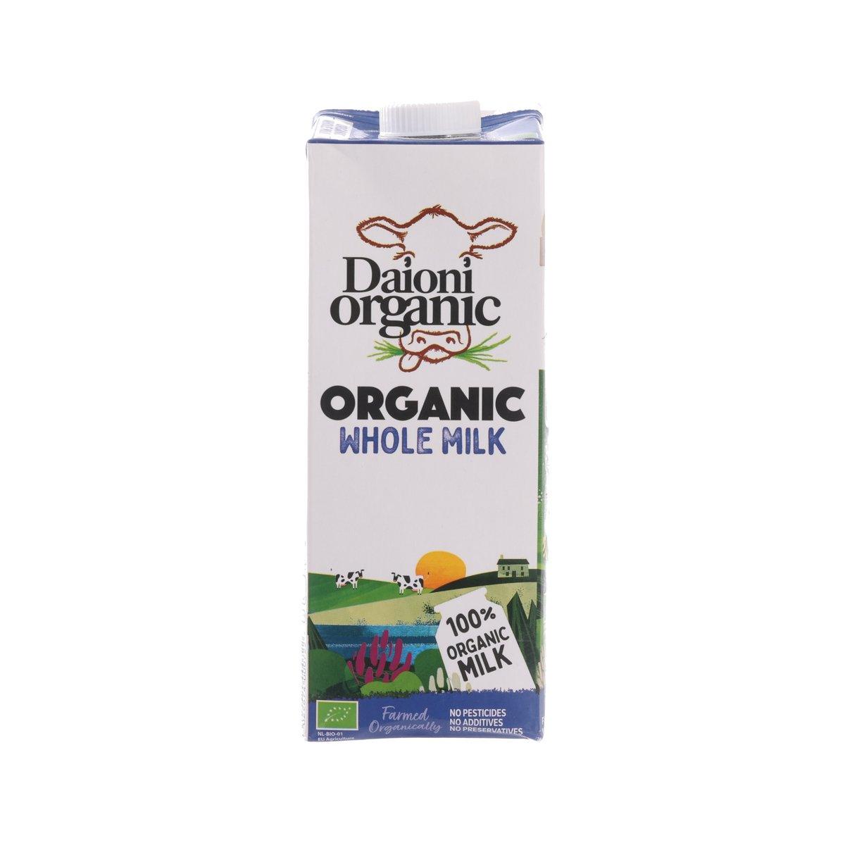 DAIONI Organic whole cow's milk 1L carton, front label view
