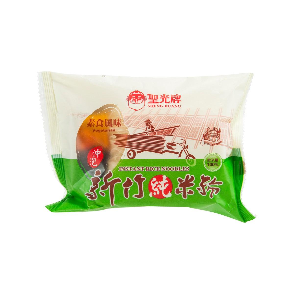 SHENG KUANG instant rice noodles vegetarian packet, green-and-white front with logo and graphics