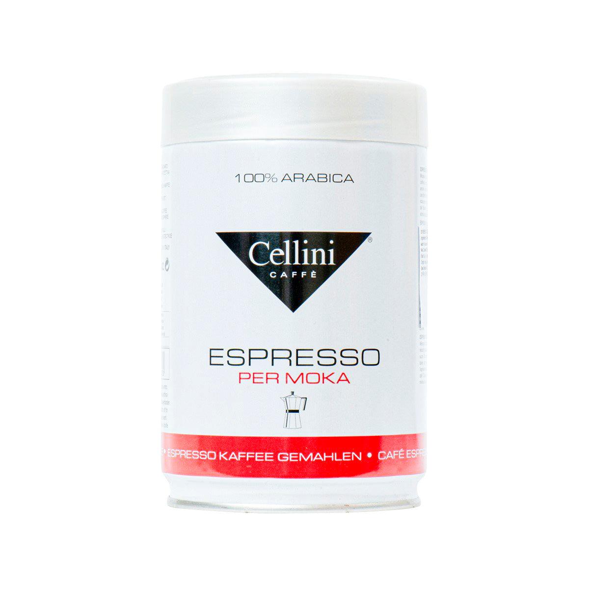 CELLINI espresso per moka ground coffee canister, 250 g, white tub with label