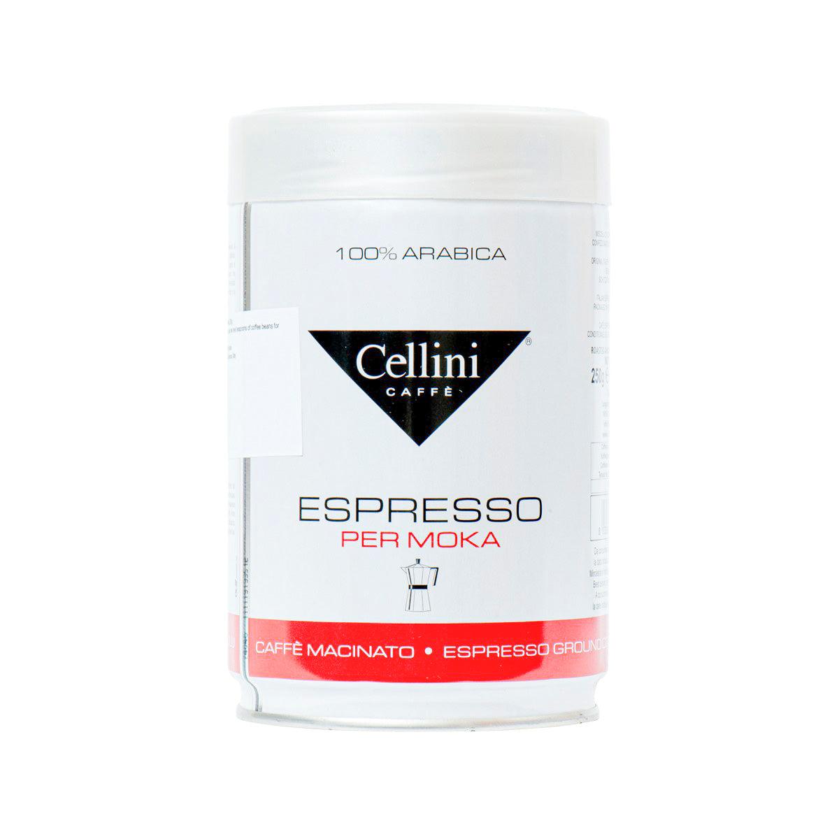 CELLINI espresso per moka ground coffee canister, label front and side panel