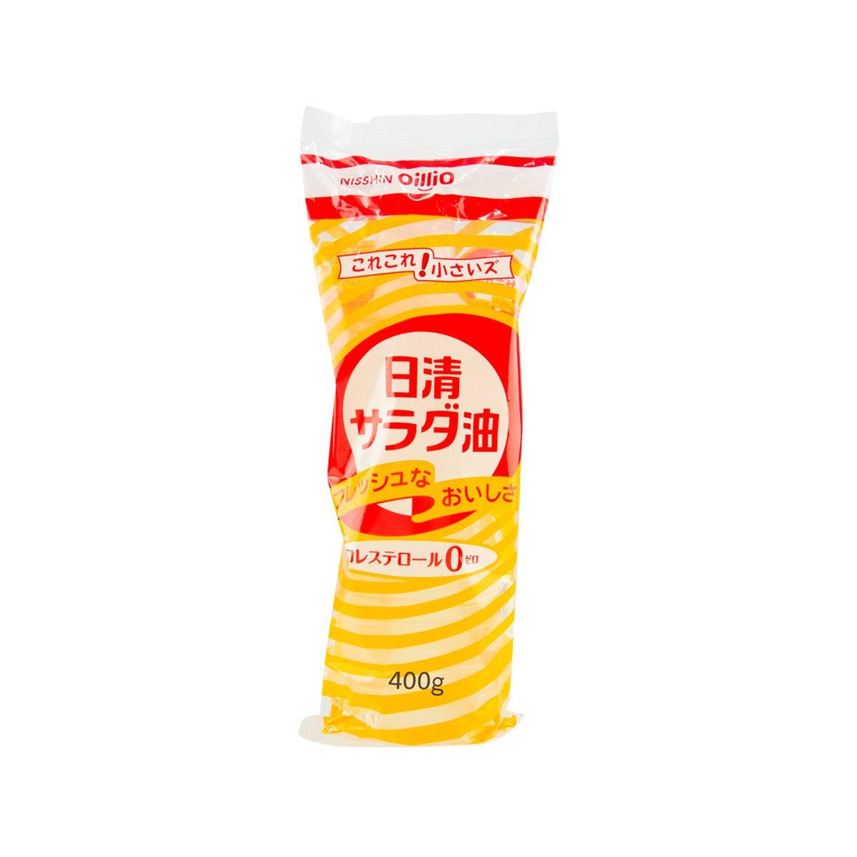 NISSHIN OILLIO salad oil pouch, 400g, front label