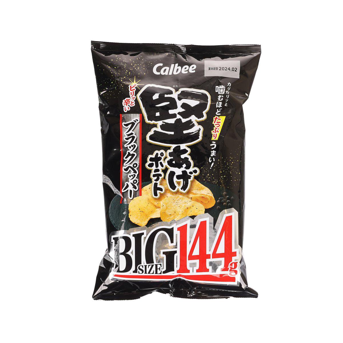 Calbee big size black pepper potato chips bag, 144 g