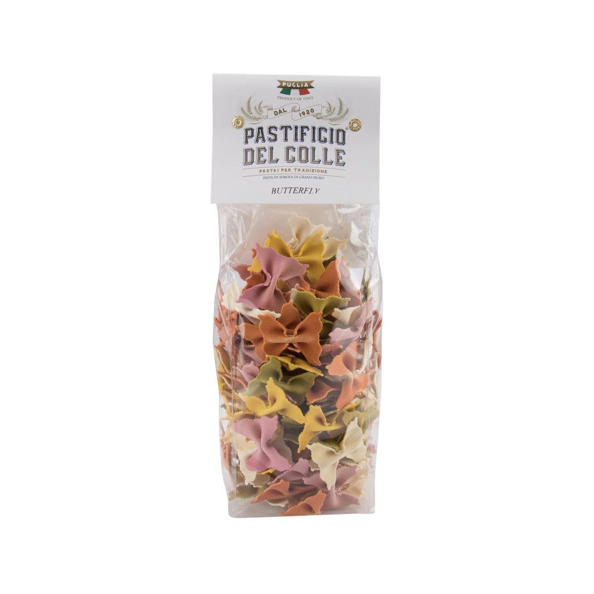 PASTIFICIO DEL COLLE rainbow butterfly pasta, colorful shapes in 500g bag