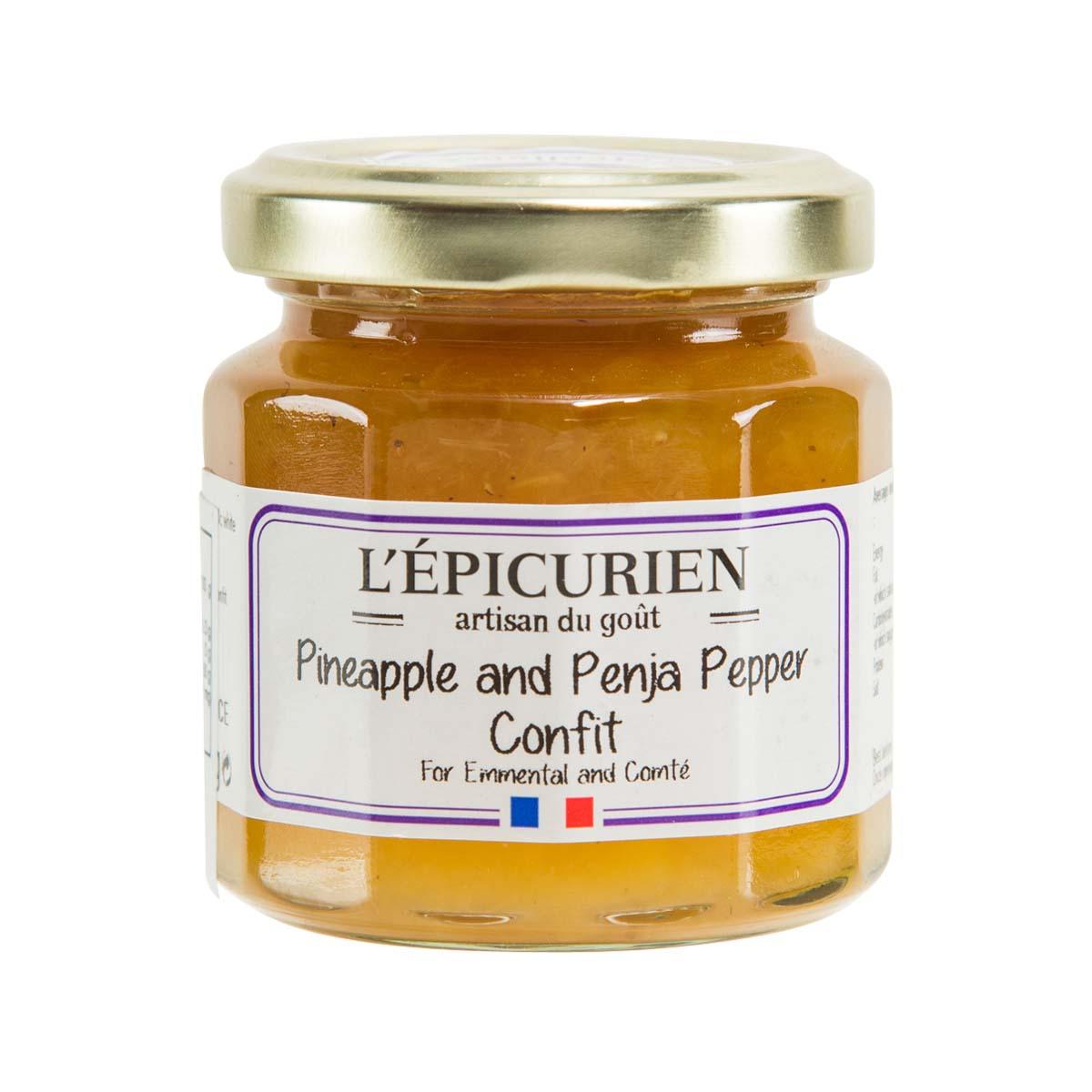 L'EPICURIEN pineapple confit jar with Penja pepper, 125g, golden fruit preserves