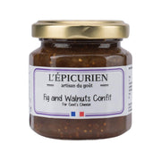 Fig and walnuts confit jar with metal gold lid, for goat's cheese