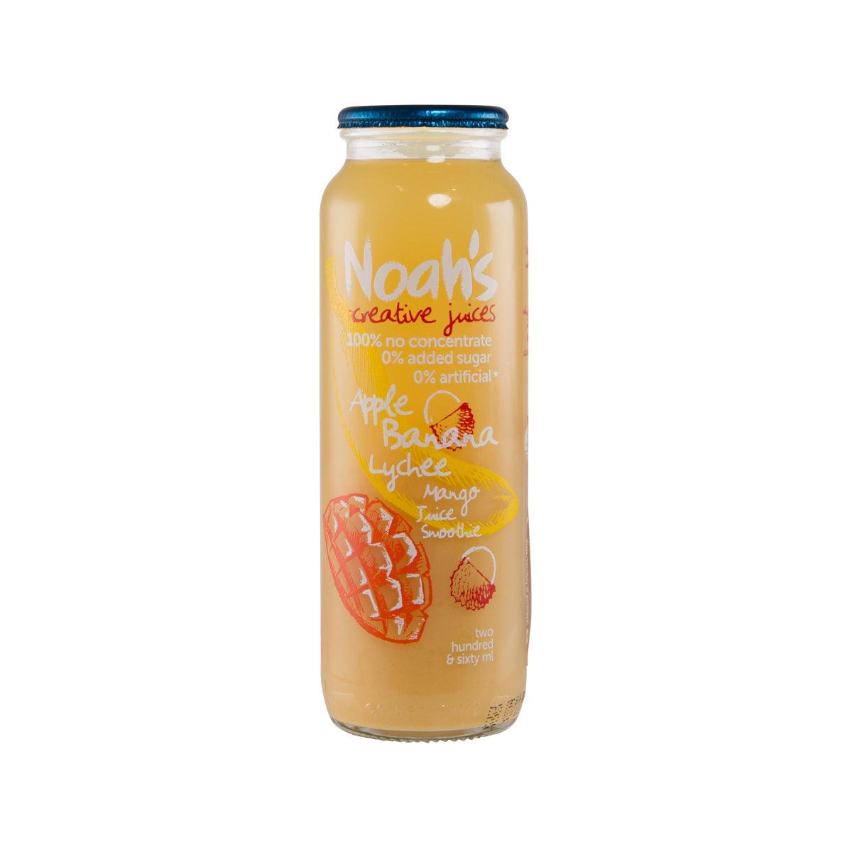 NOAH's juice smoothie bottle, 260mL; apple, banana, lychee, mango flavor, amber drink