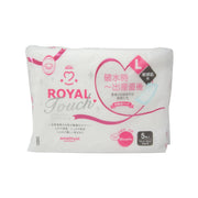 Large sanitary pad pack, white wrapper with pink ROYAL Touch branding and 5 pcs