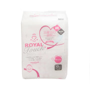 Medium sanitary pad pack, M size, Royal Touch, 10-count in pink-and-white wrapper