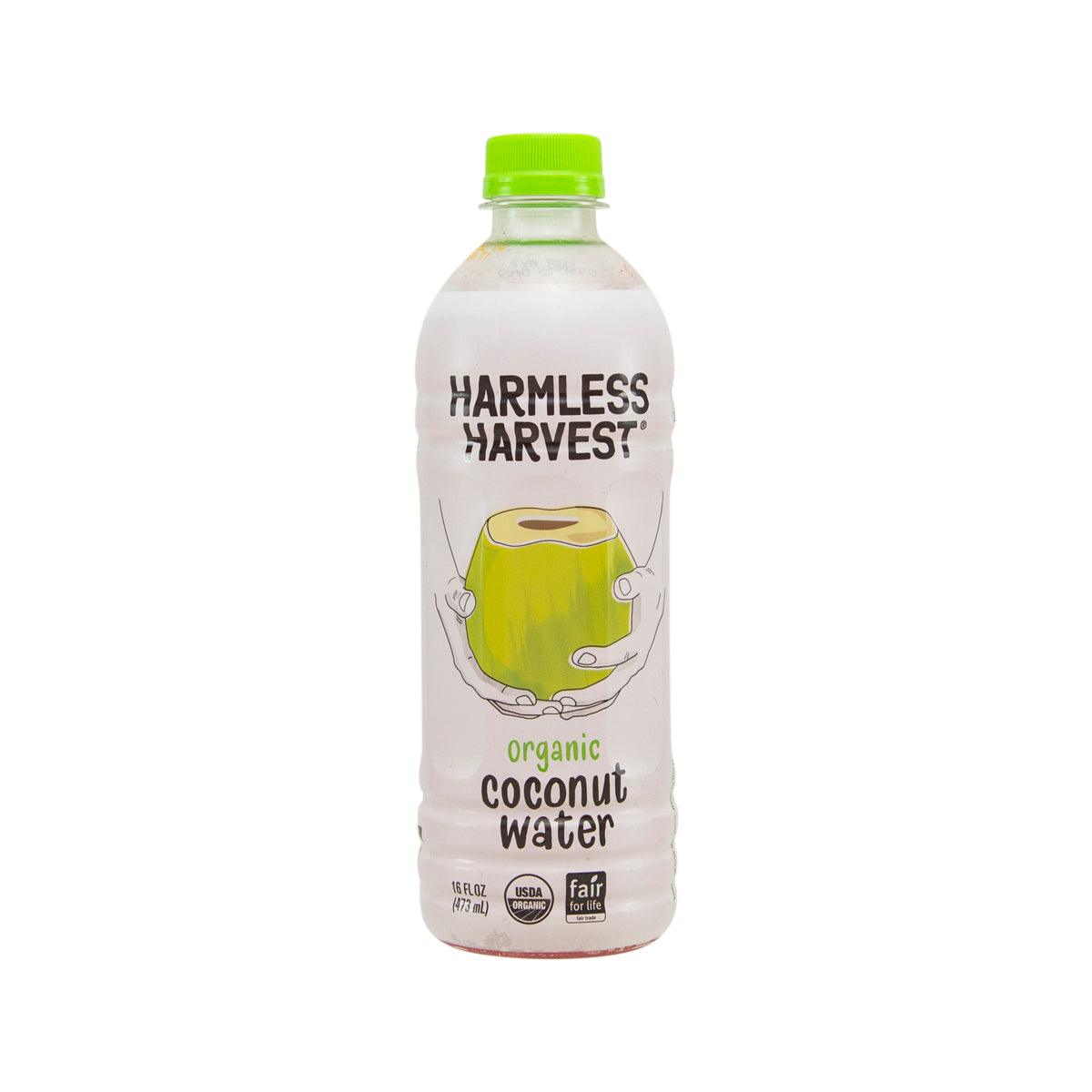 HARMLESS HARVEST organic coconut water bottle, green cap, 473 mL