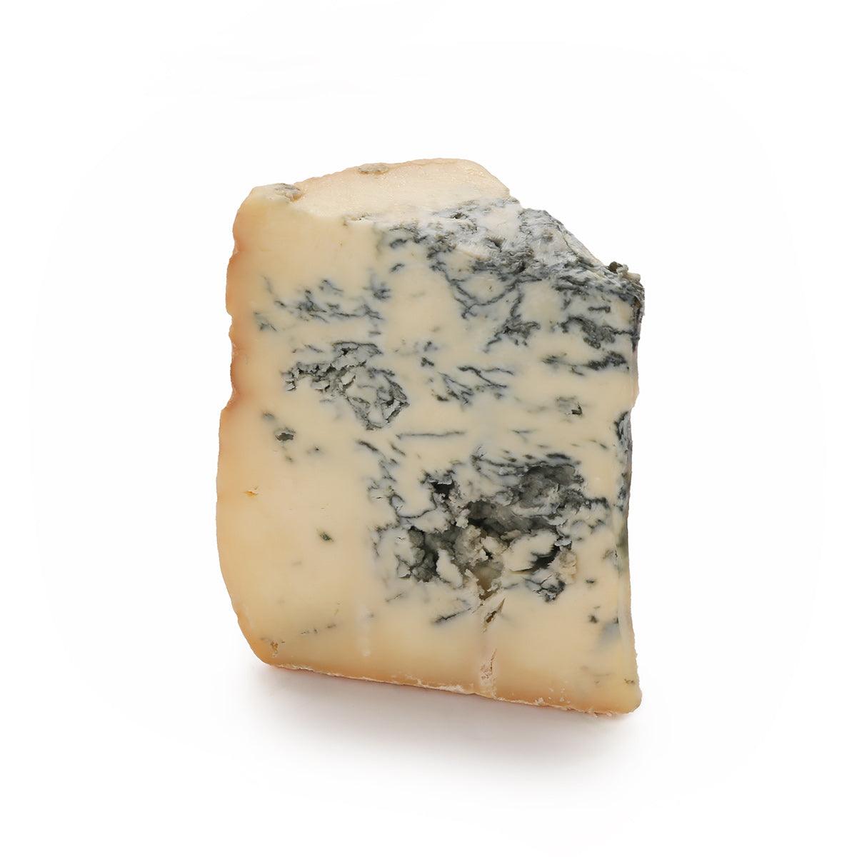 Gorgonzola Piccante DOP cheese wedge with blue mold veining