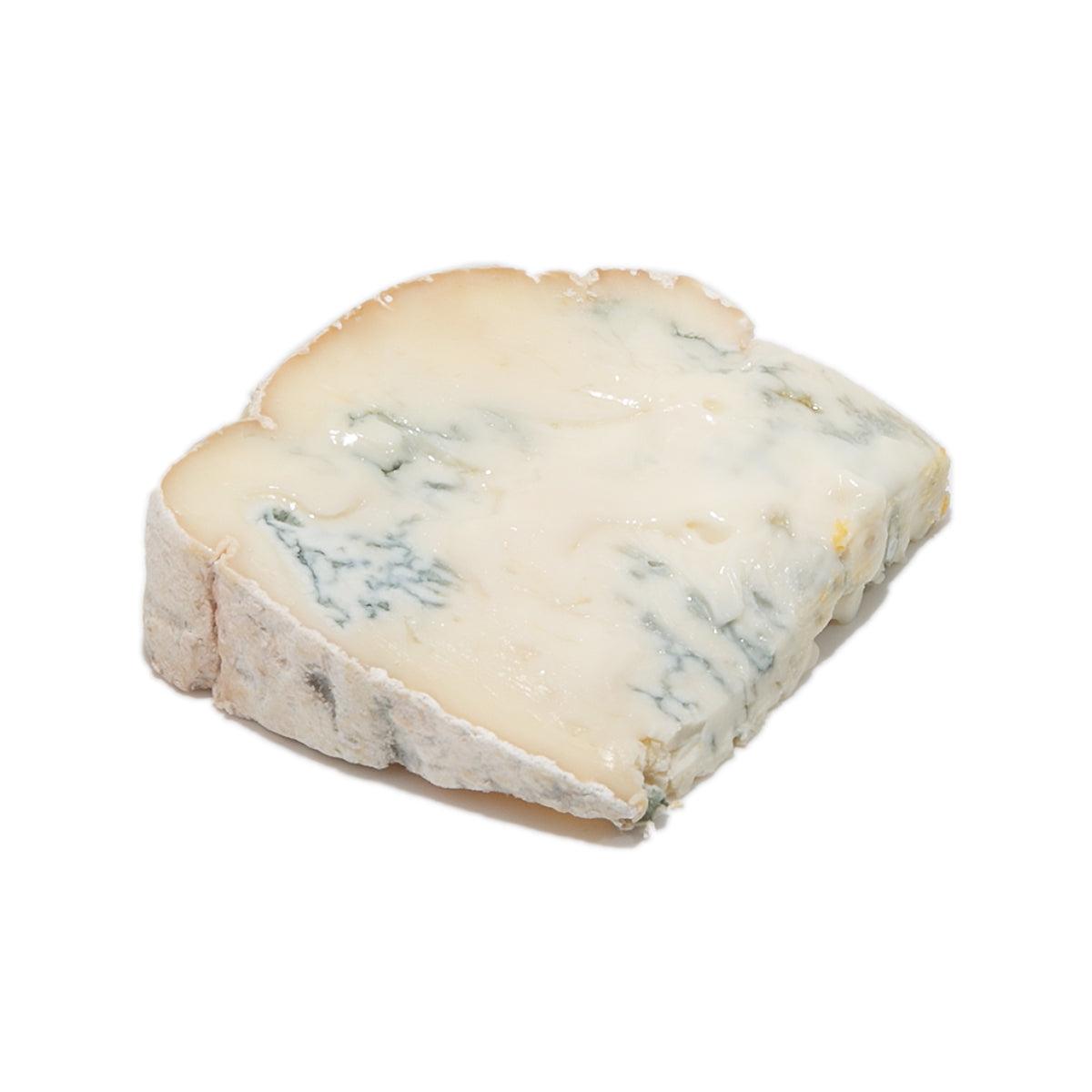Creamy blue-veined gorgonzola dolce cheese wedge