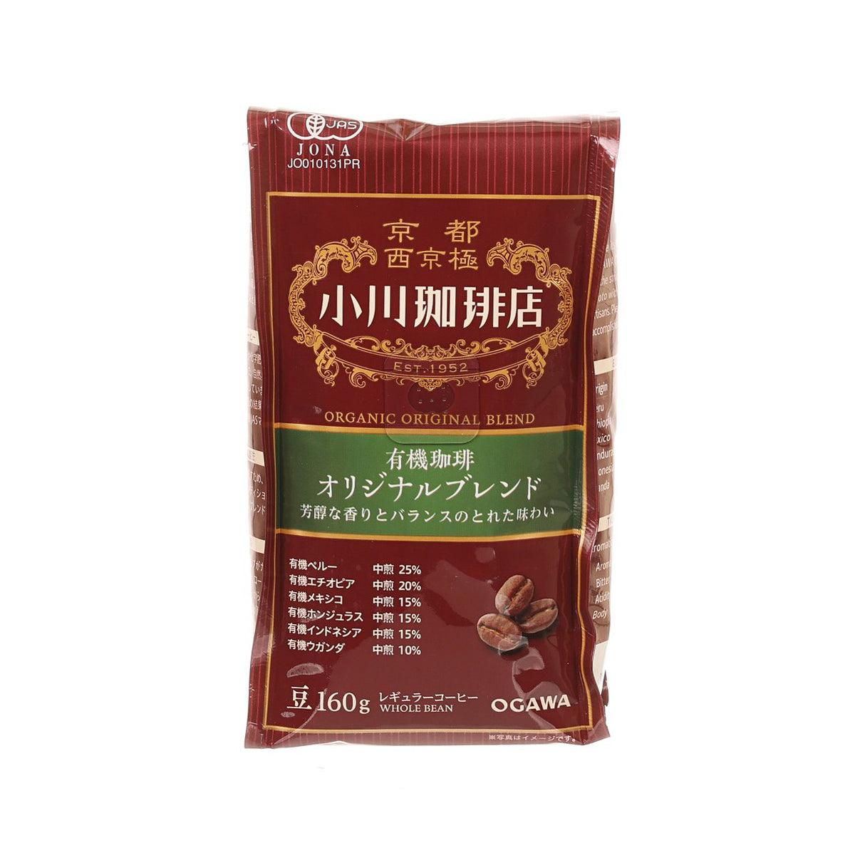 Maroon OGAWA organic original blend whole-bean coffee pouch, front label