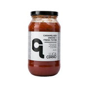 LUCA CIANO caramelised onions & thyme tomato sauce jar, glass with black lid