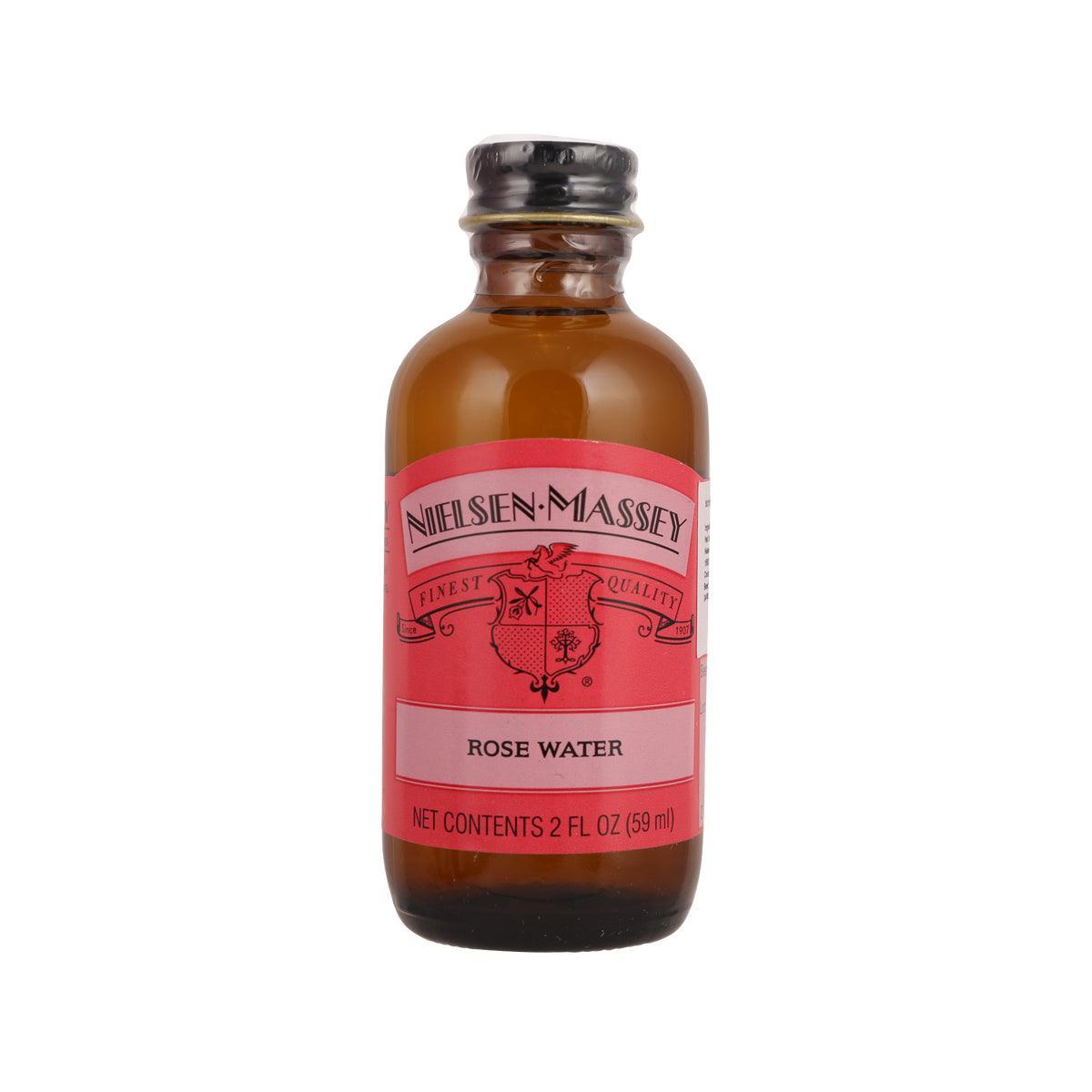 NIELSEN MASSEY rose water 59 mL amber glass bottle with front label
