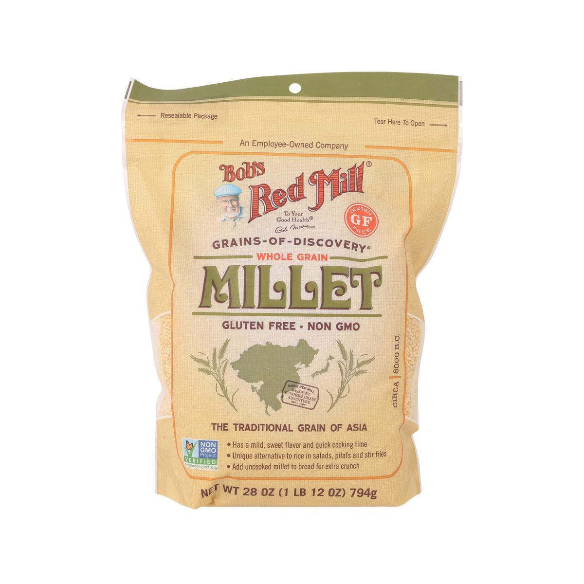 Resealable pouch of Bob's Red Mill whole grain millet, 794 g