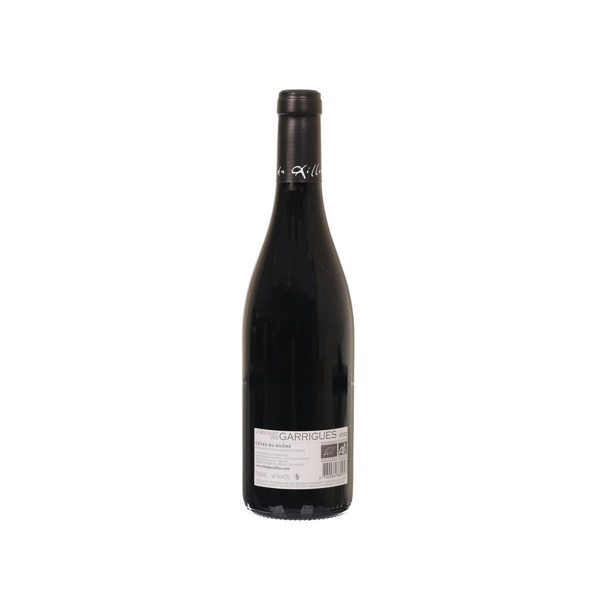 CLOS DU CAILLOU Cotes du Rhone 2023 wine bottle with back label