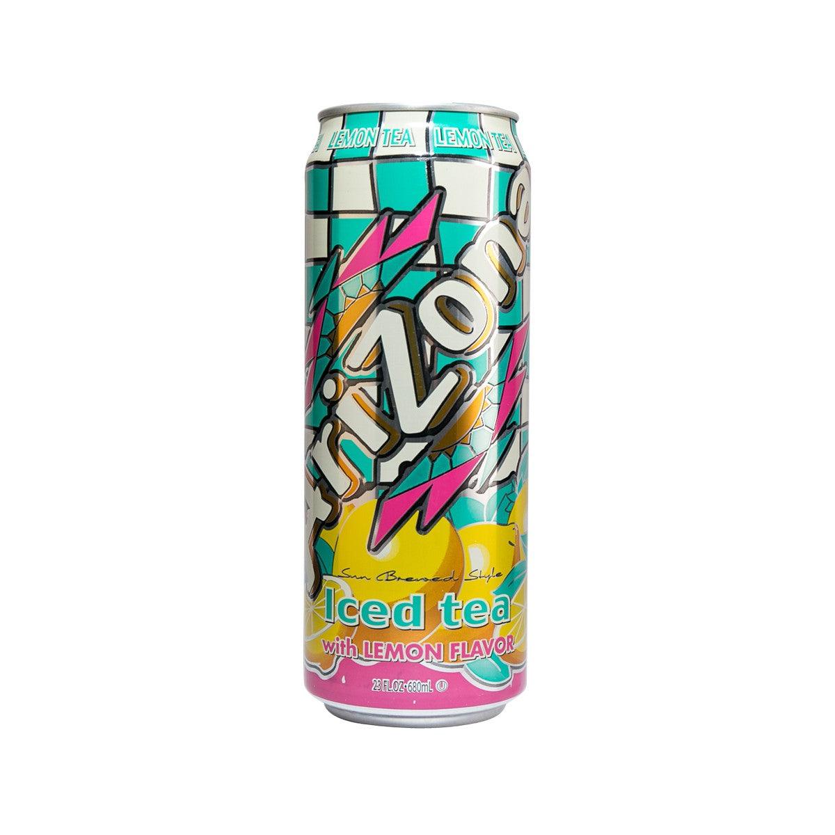 ARIZONA iced tea can with lemon flavor, colorful label, 650 mL
