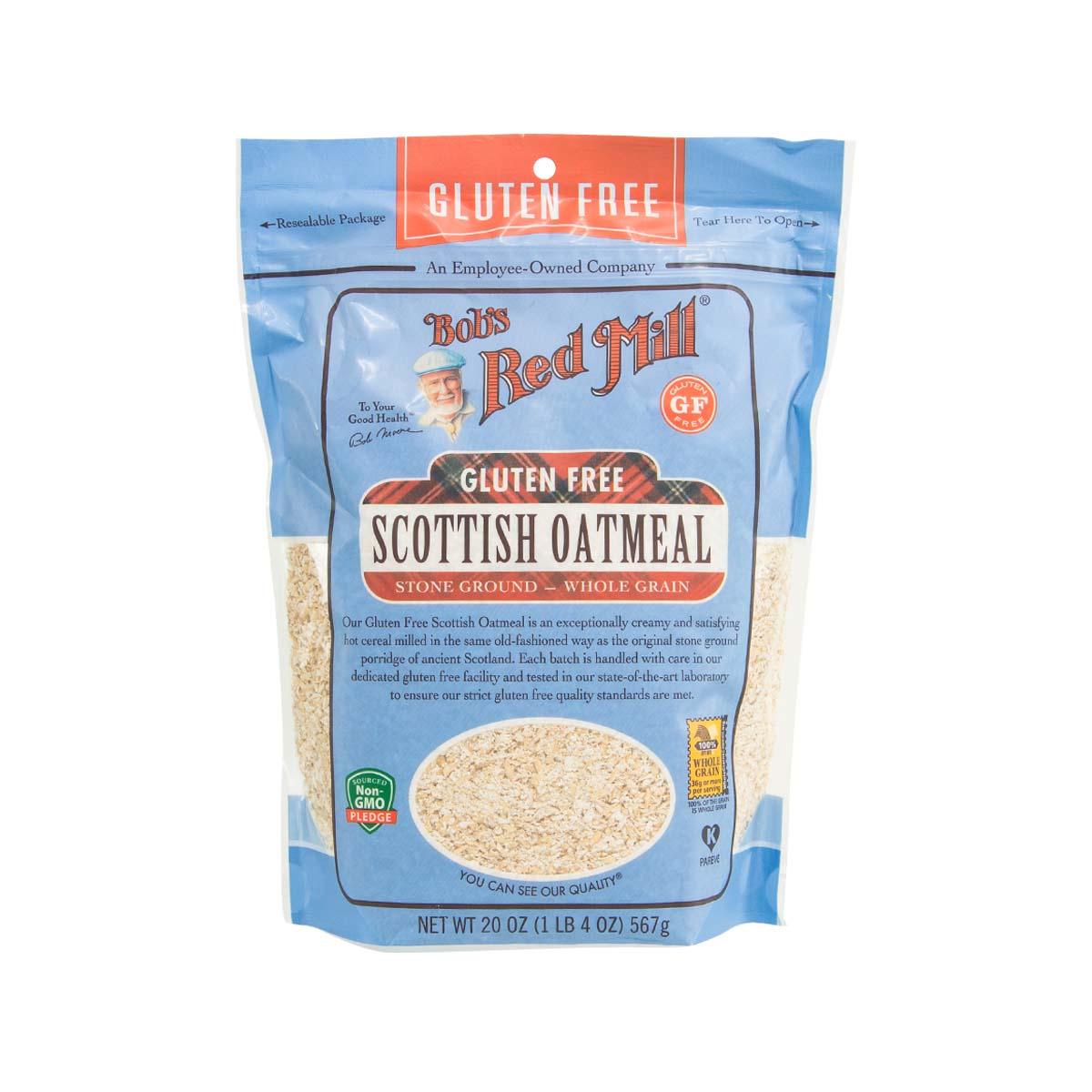 BOB'S RED MILL gluten-free Scottish oatmeal pouch, whole grain oats, 567 g