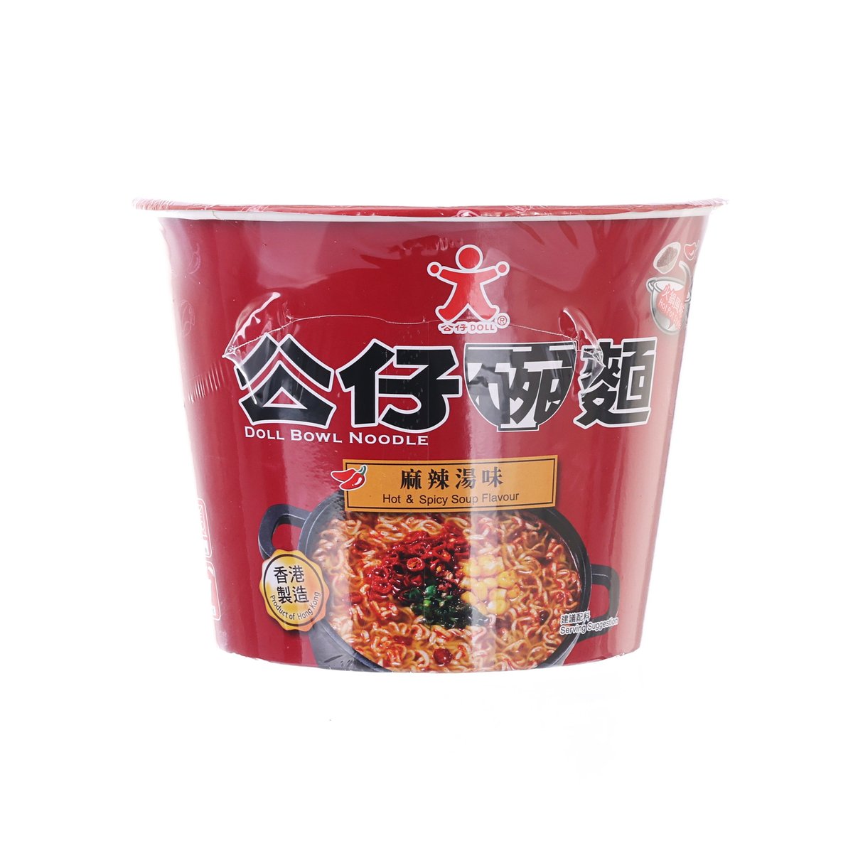 DOLL bowl noodle cup, red hot & spicy soup flavor, 103g