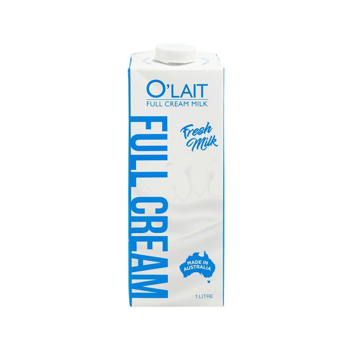 O'LAIT full cream milk carton 1L with blue label and screw cap