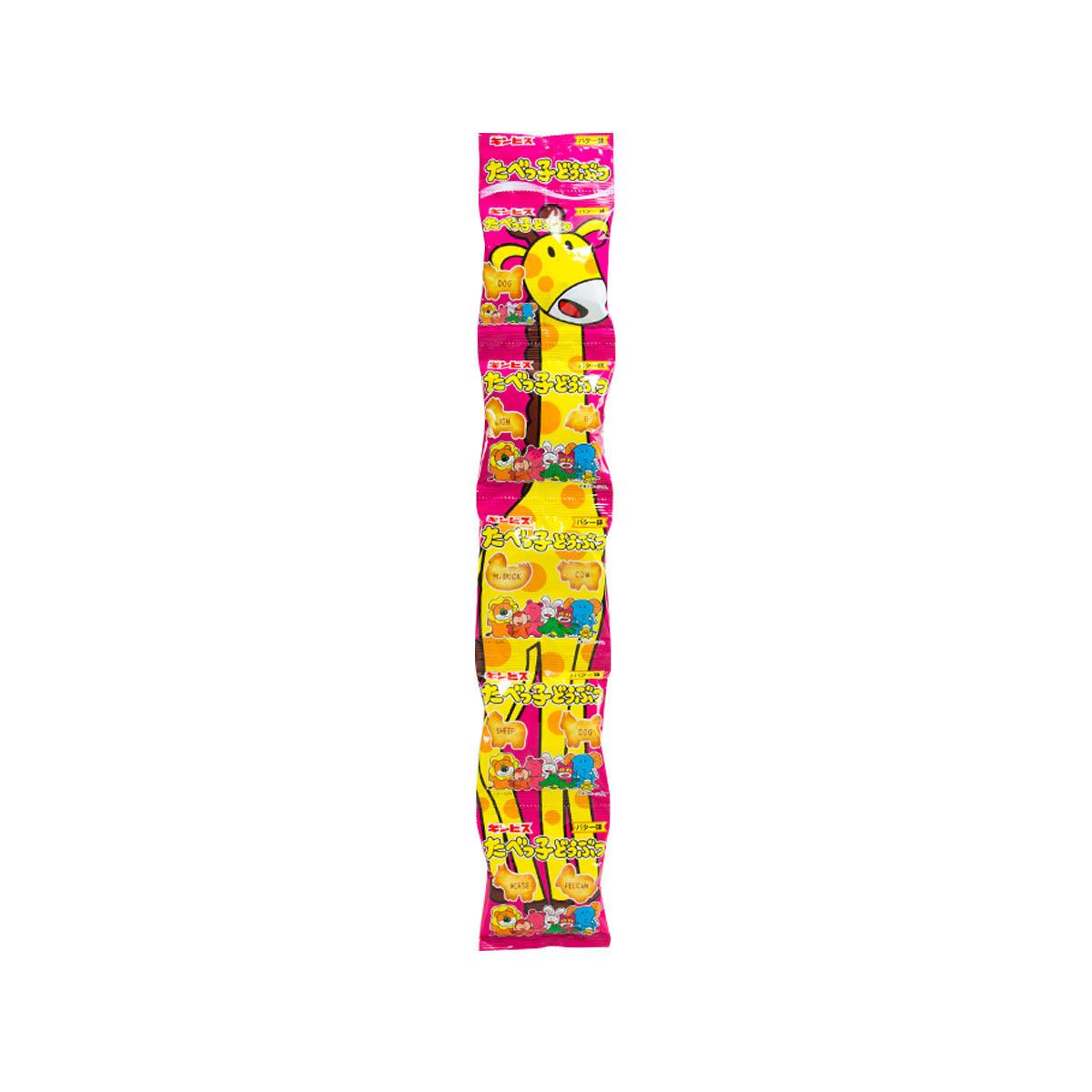 Animal-shaped butter flavor biscuit pack, front with cartoon animal graphics