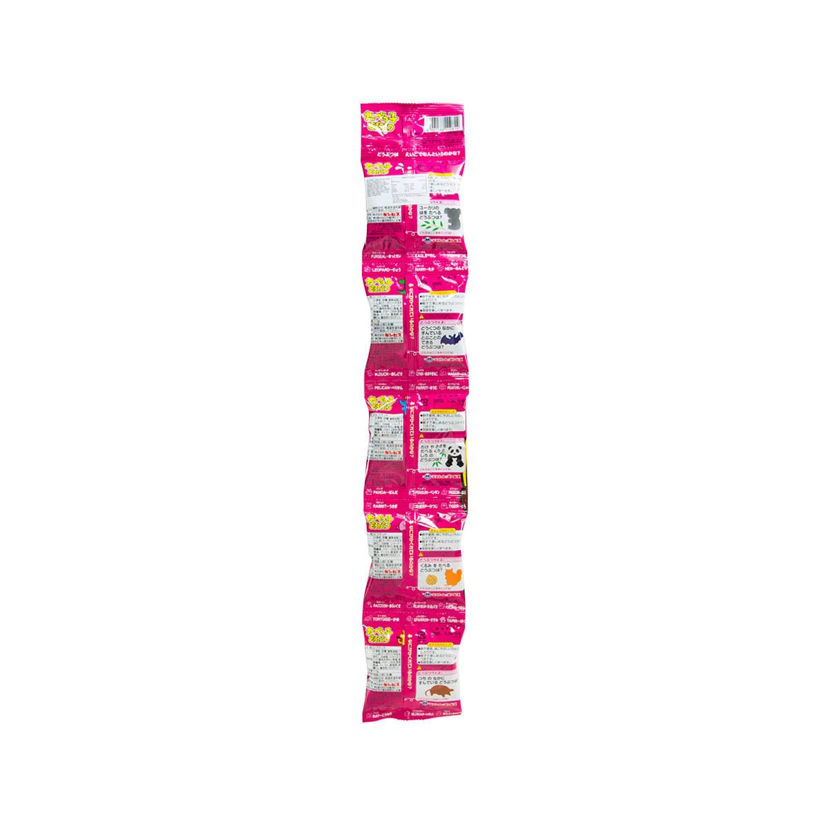 Animal-shaped butter flavor biscuit pack, back with barcode and nutrition text