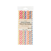 Rainbow striped paper straws, 24-count pack