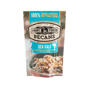 Sea salt pecans bag with FRONT PORCH label and pecans pictured