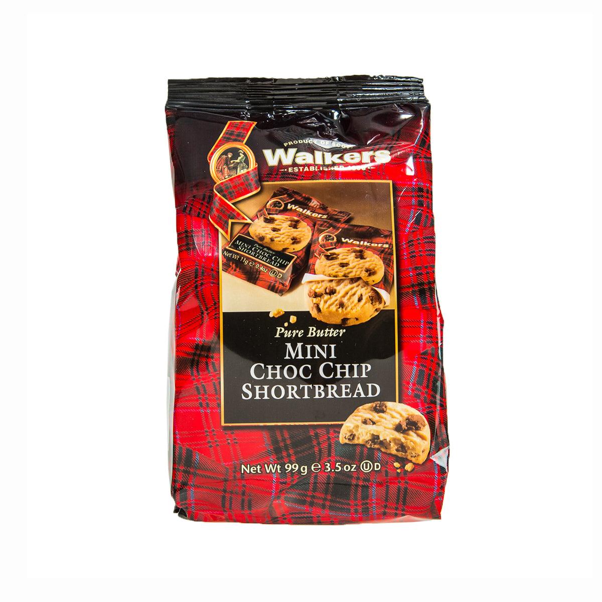 WALKERS mini chocolate chip shortbread cookie bag, 99g