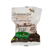 Organic smoked scamorza cheese in white-and-green retail pouch, 190 g