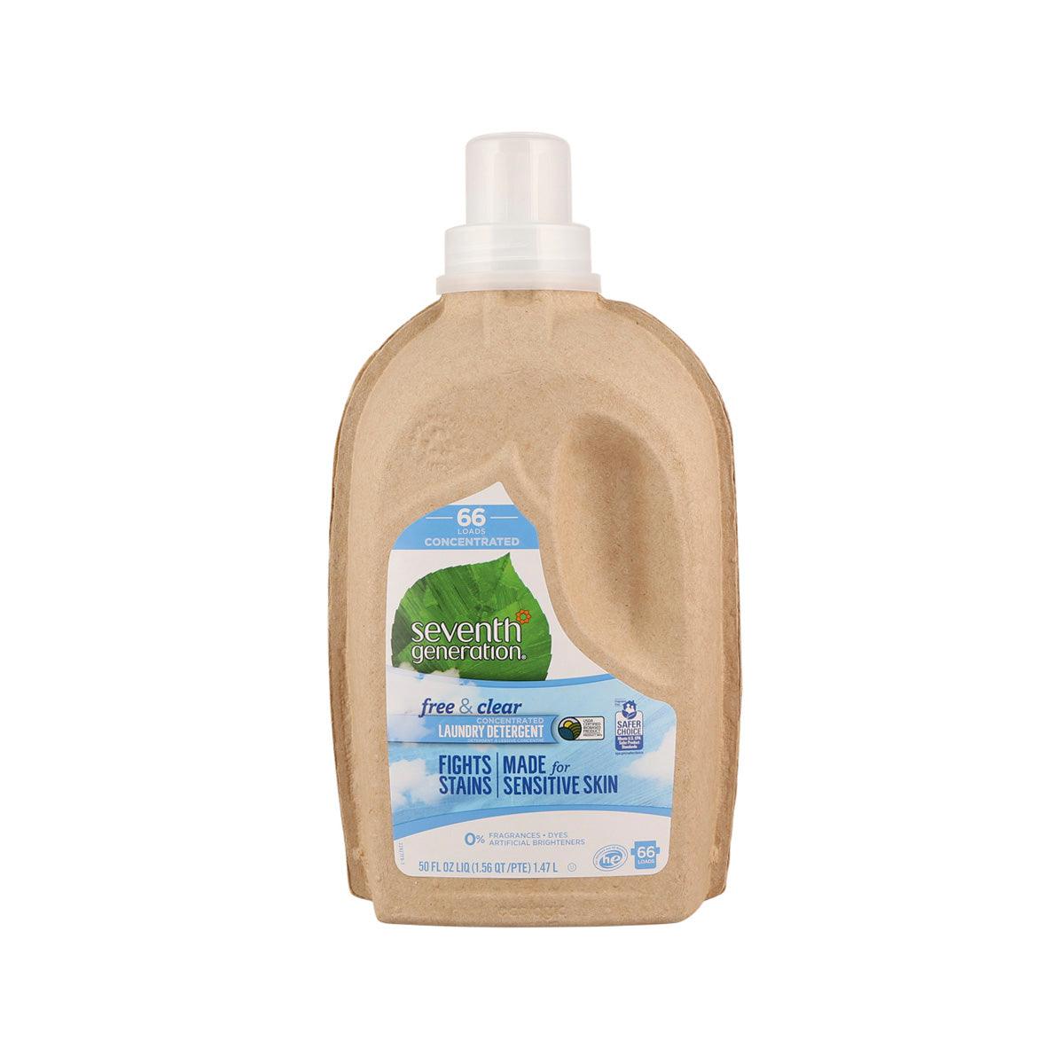 Concentrated free & clear laundry detergent in a plastic bottle